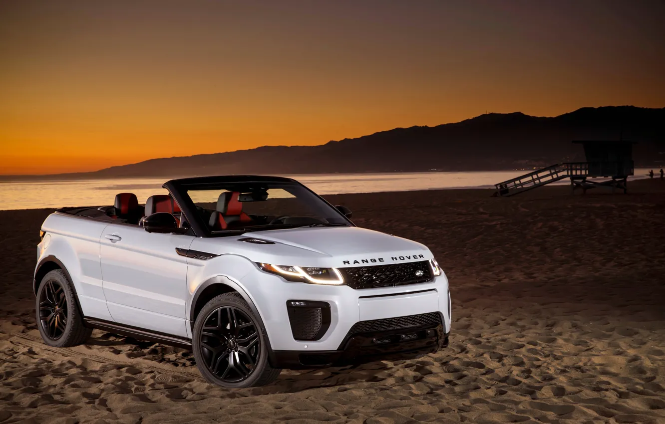 Photo wallpaper sand, beach, Land Rover, Range Rover, convertible, Evoque, Ewok, land Rover