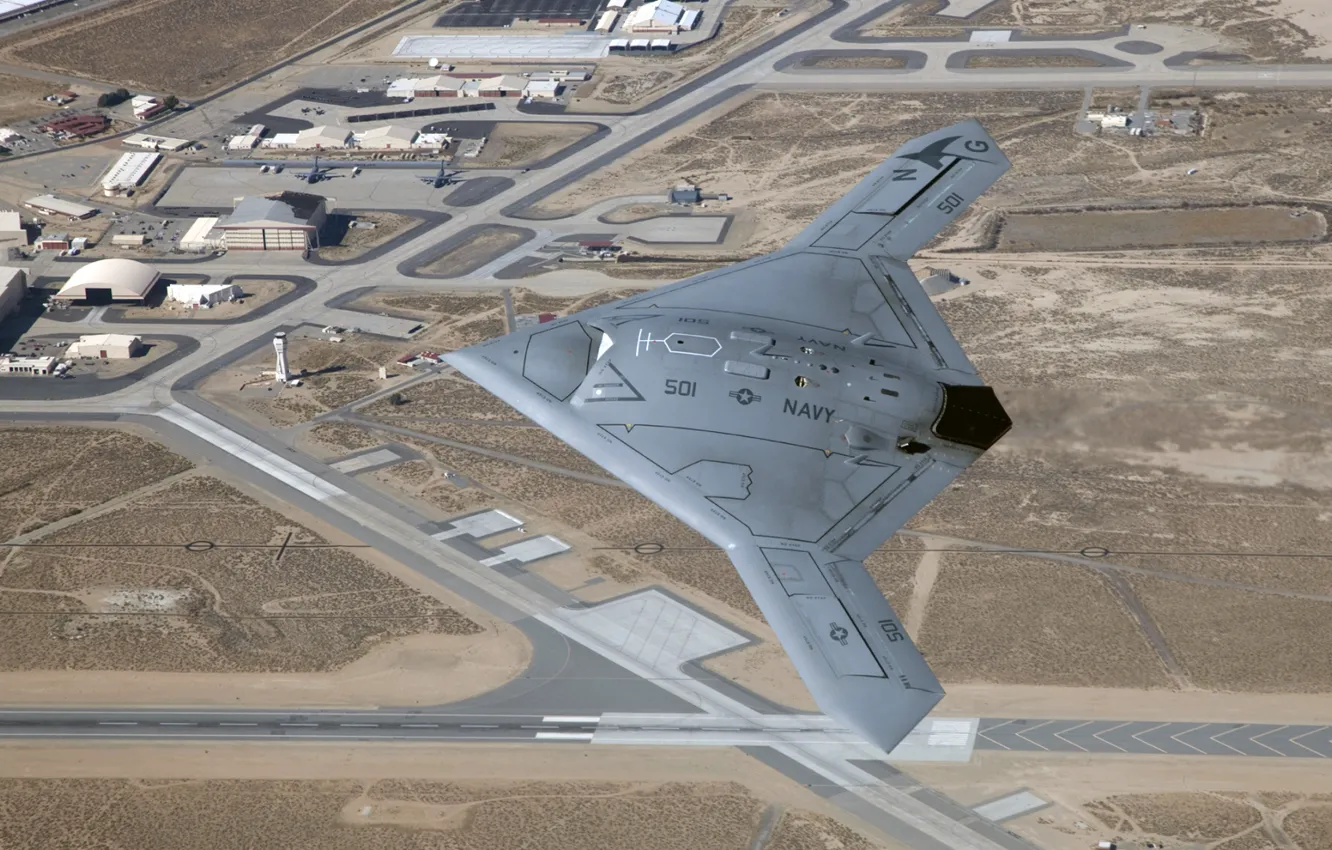 Photo wallpaper USA, Northrop, Grumman, UAV, Pegasus, X-47B, unmanned combat aircraft