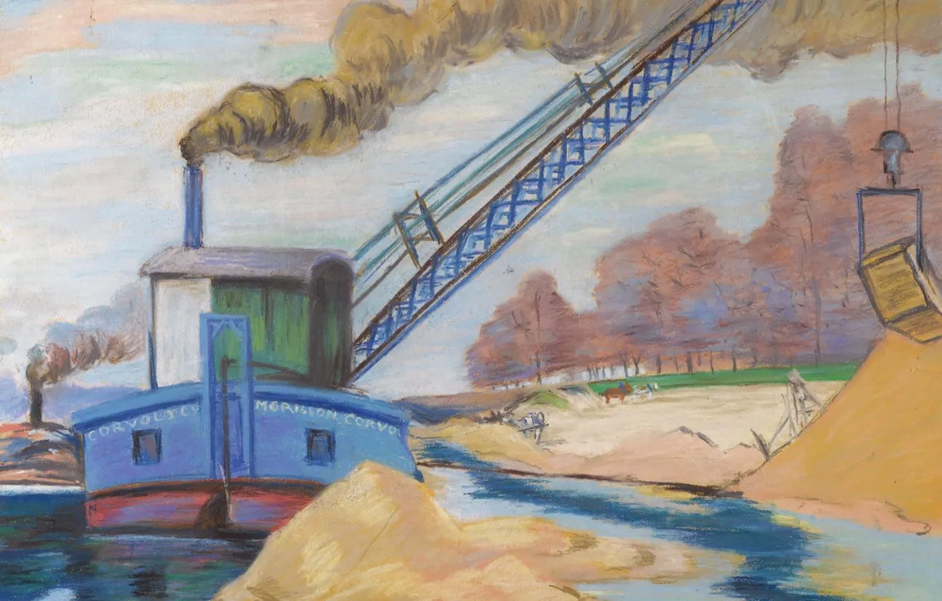 Photo wallpaper picture, industrial landscape, Arman Hyomin, Armand Guillaumin, Sand Quarry