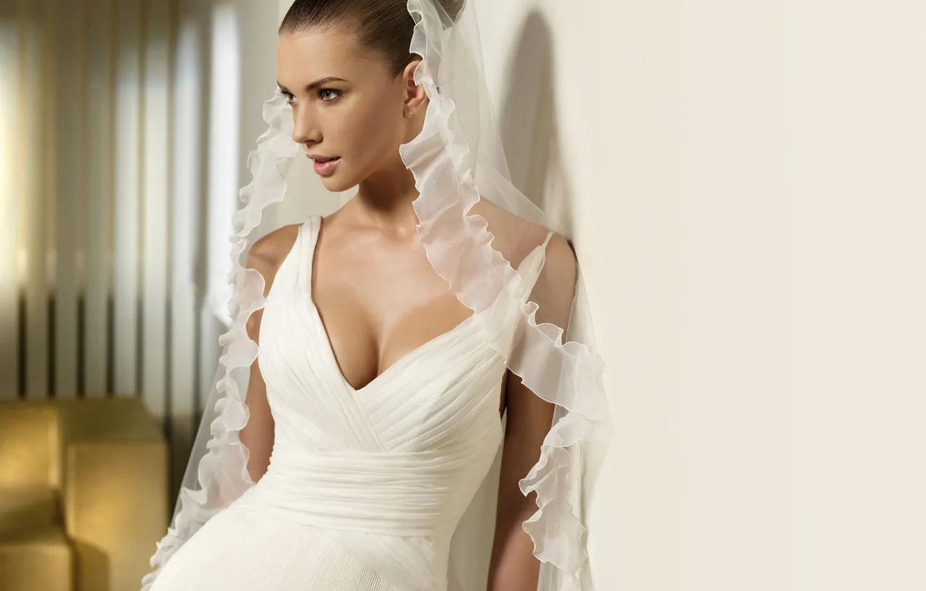 Photo wallpaper white, girl, dress, the bride