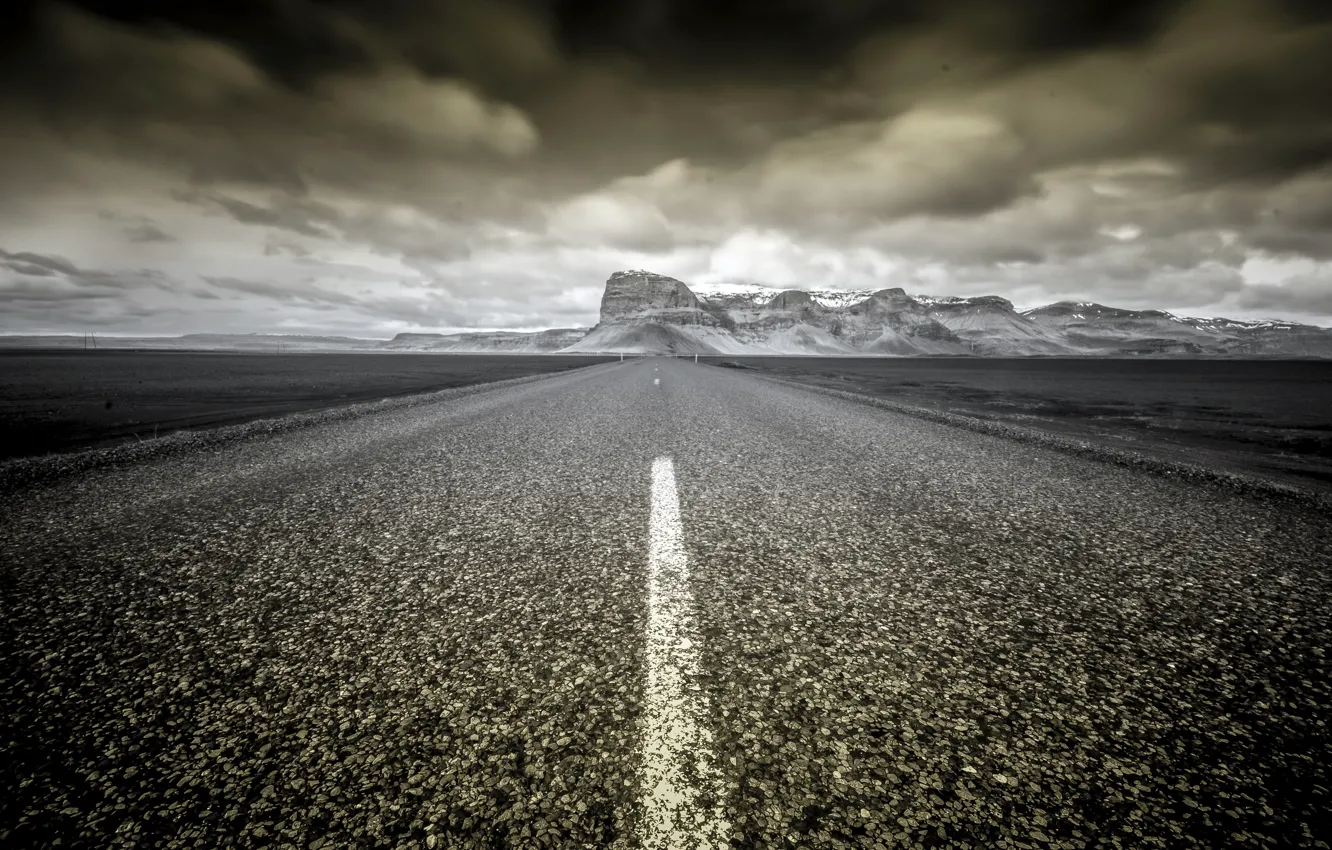 Photo wallpaper road, mountains, Iceland
