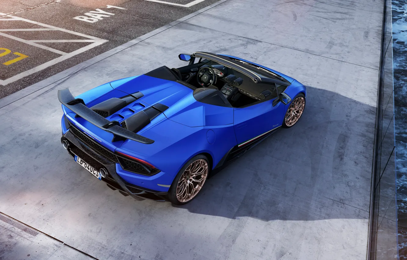 Photo wallpaper Lamborghini, rear view, Spyder, 2018, Performante, salon, Huracan