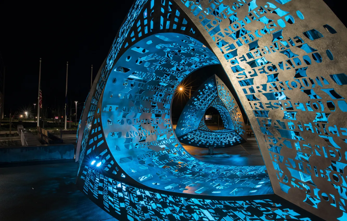 Photo wallpaper night, lighting, sculpture, Oregon, Beaverton