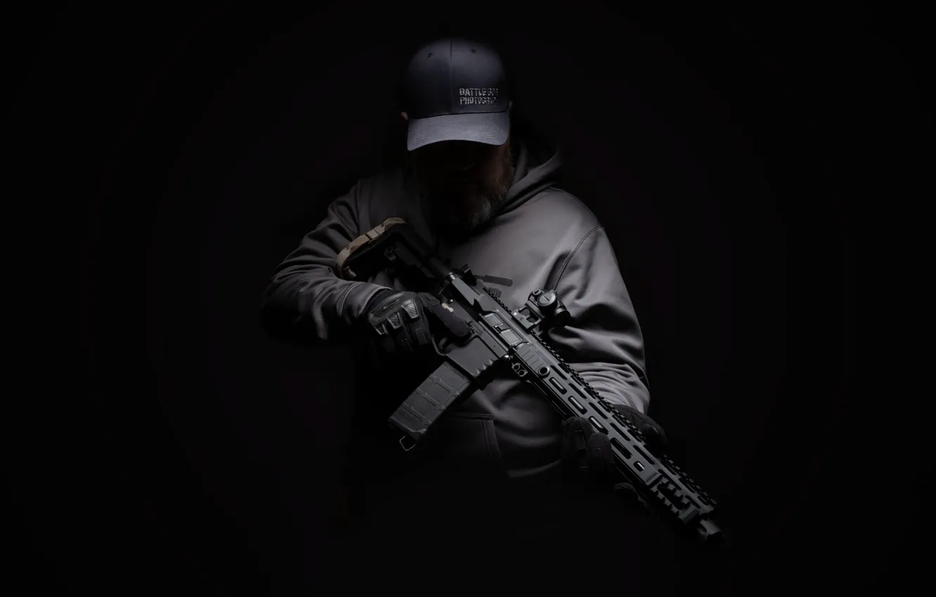 Photo wallpaper weapons, background, male, assault screw