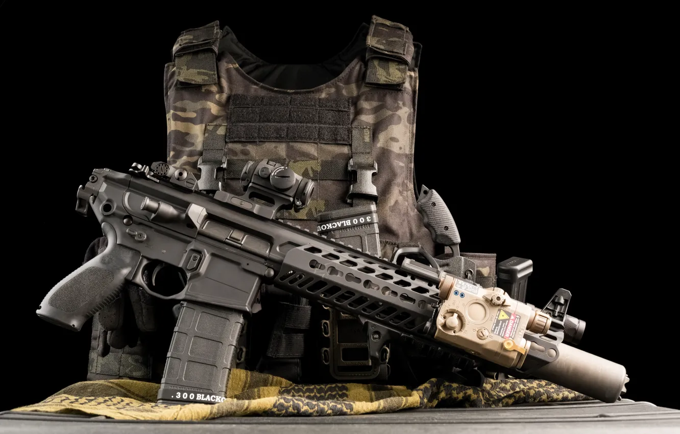Photo wallpaper rifle, the vest, assault, semi-automatic