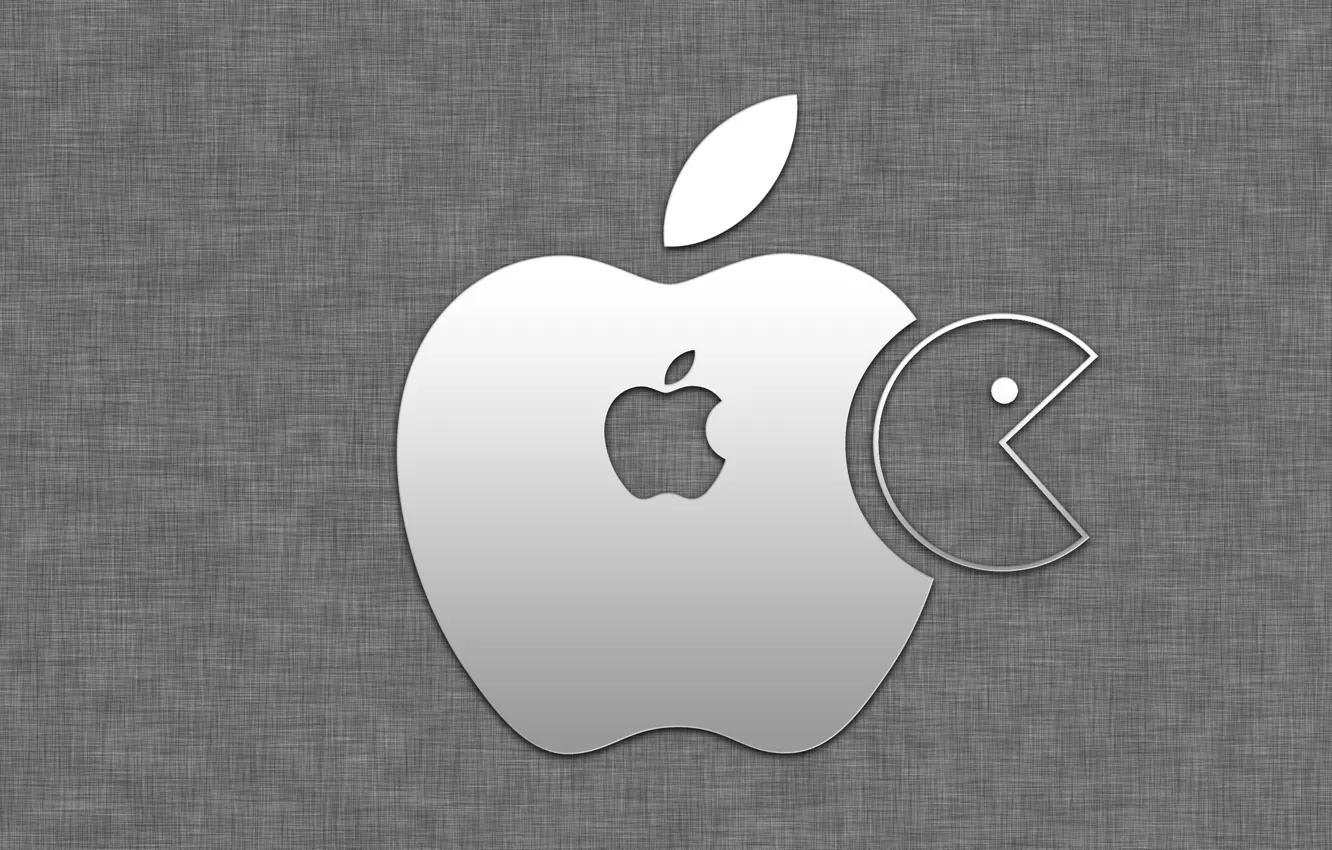 Photo wallpaper apple, Apple, pacman