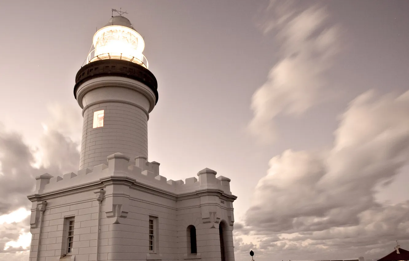 Photo wallpaper the sky, clouds, lighthouse