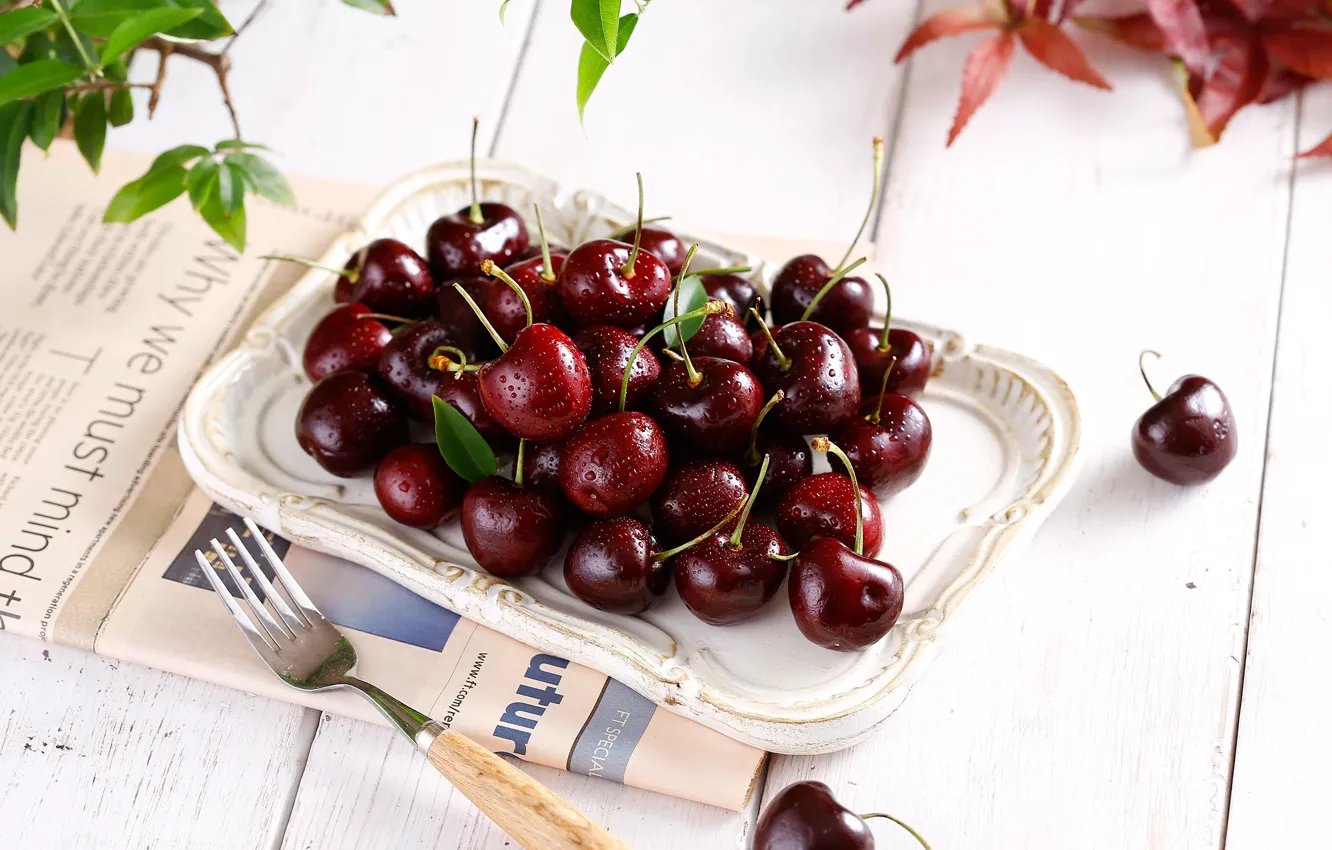 Photo wallpaper berry, cherry, delicious, juicy
