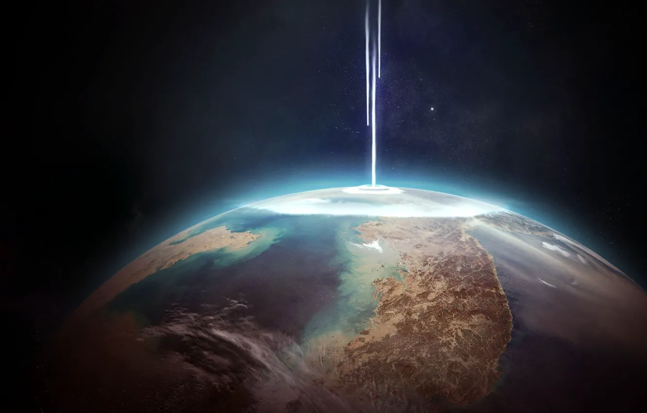 Photo wallpaper energy, planet, destruction, sci fi, collision