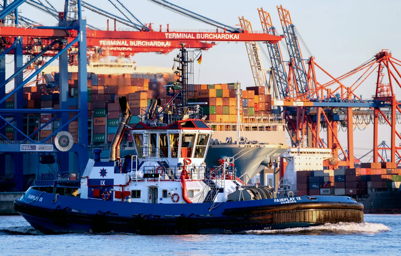 Photo wallpaper tug, Germany, port
