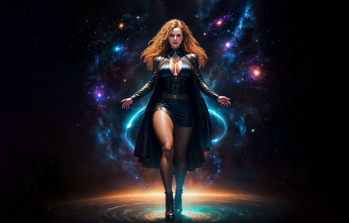 Photo wallpaper space, one, galaxy, space, neckline, One, cleavage, big Breasts