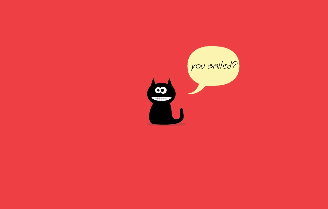 Photo wallpaper cat, red, smile, black cat, smile, leader