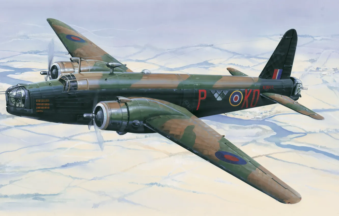 Photo wallpaper aircraft, war, art, airplane, painting, aviation, WW2, british bomber