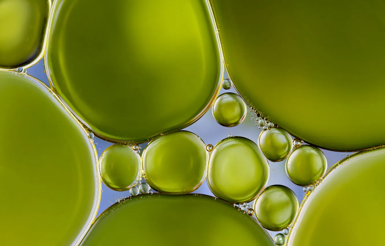 Photo wallpaper water, bubbles, bubbles, pearl green