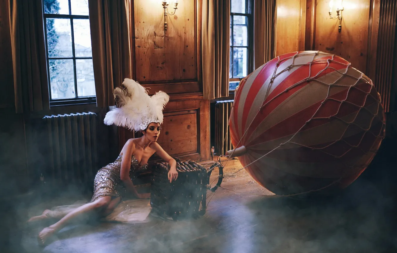 Photo wallpaper girl, room, balls