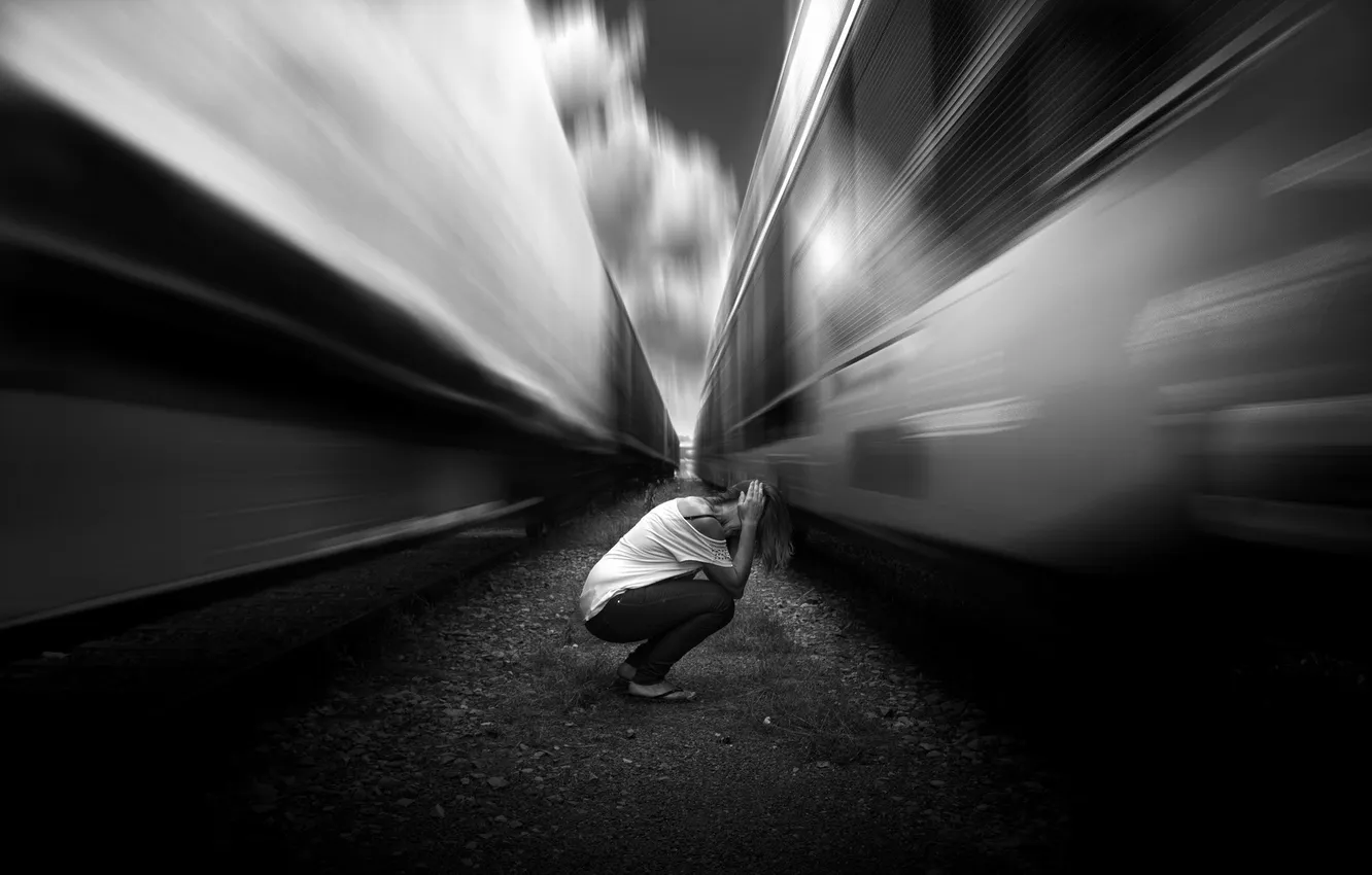 Photo wallpaper tren, grito, vias, noooo...