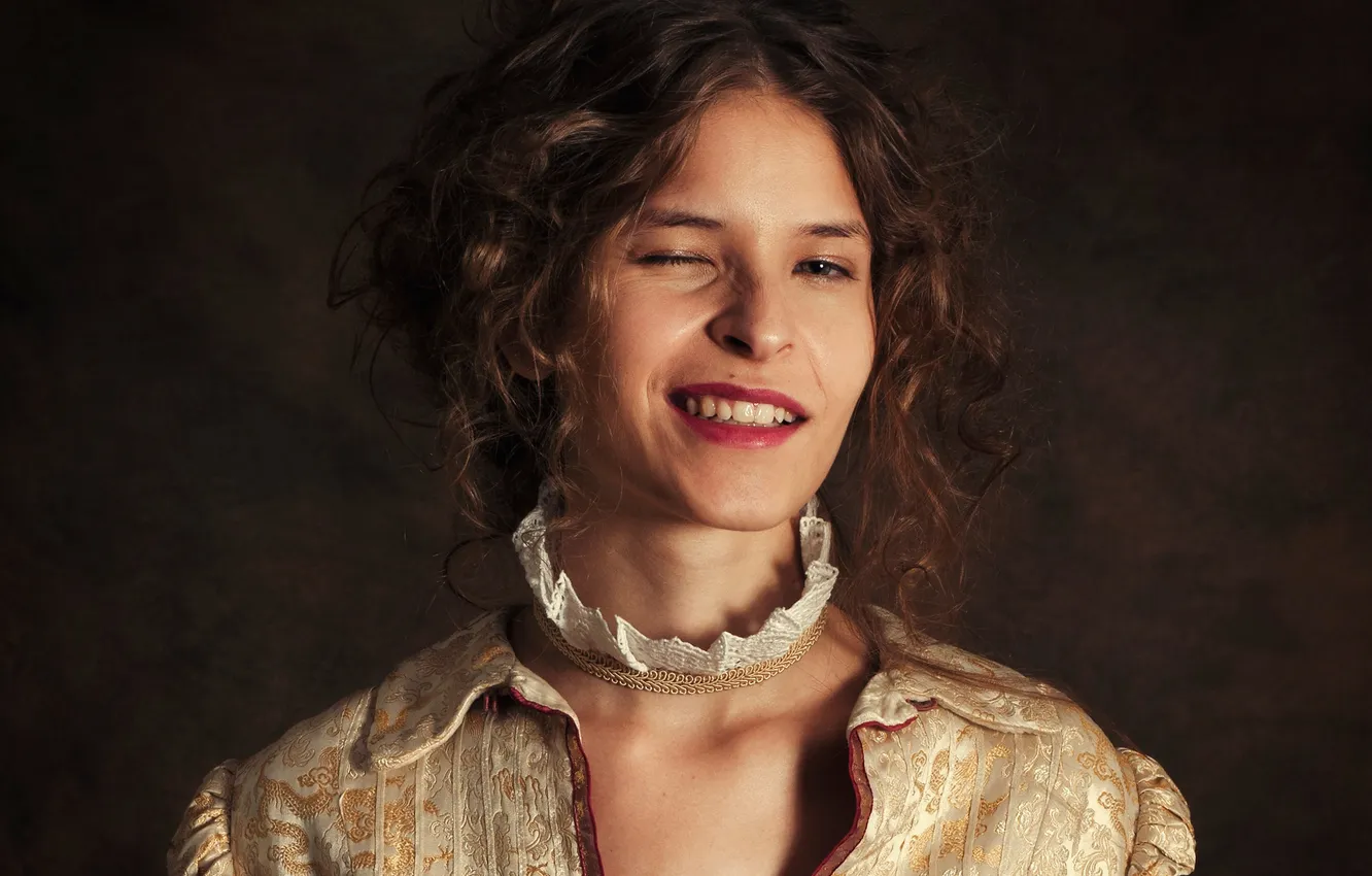 Photo wallpaper look, smile, portrait, flirting