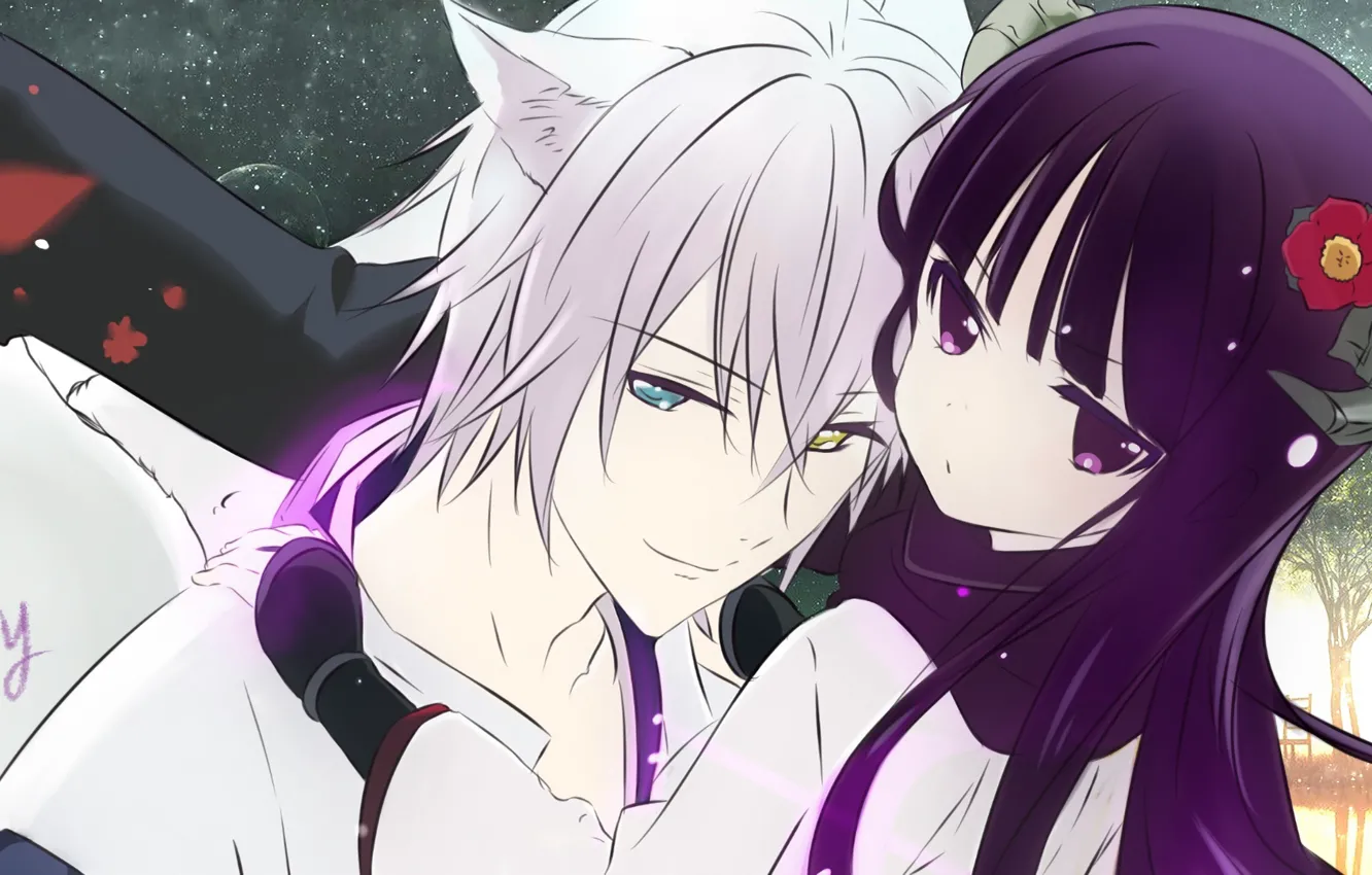 Photo wallpaper girl, romance, anime, pair, Fox, inu x boku ss, Siricio