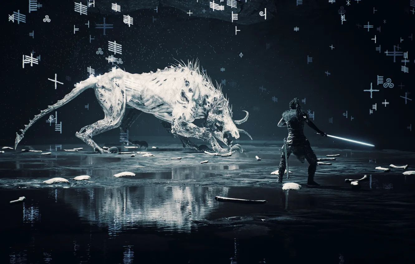 Photo wallpaper warrior, beast, Hellblade Senua's Sacrifice
