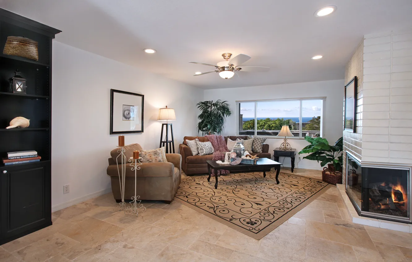 Photo wallpaper design, photo, carpet, interior, chair, the ceiling, fireplace, living room