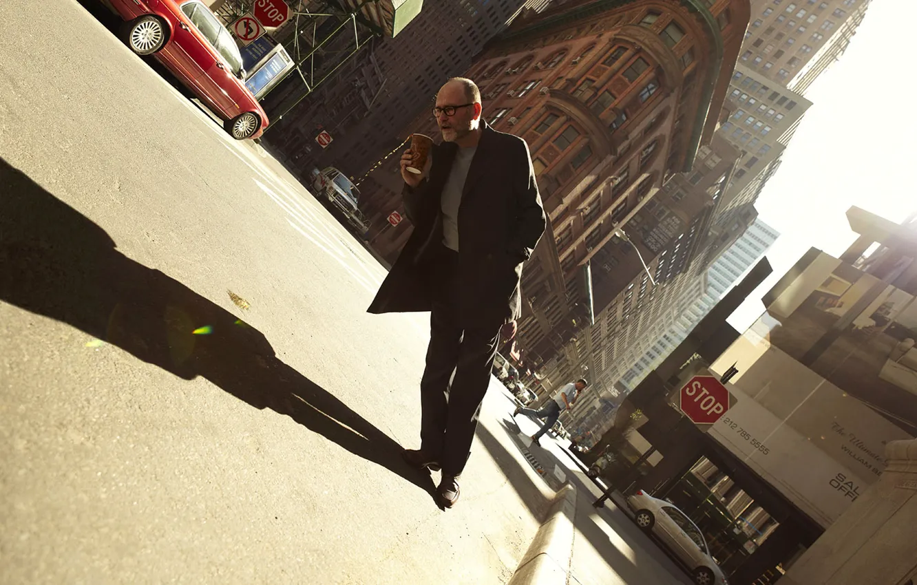 Photo wallpaper the city, creative, sign, street, coffee, humor, distortion, tilt