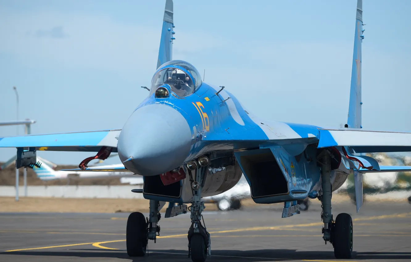 Photo wallpaper fighter, the airfield, Sukhoi, Su-27