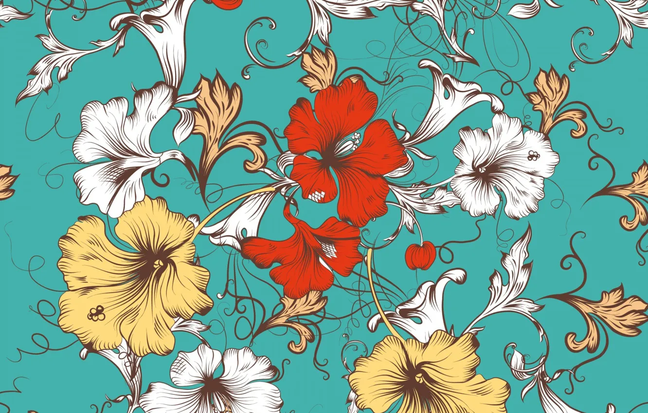 Photo wallpaper flowers, background, pattern