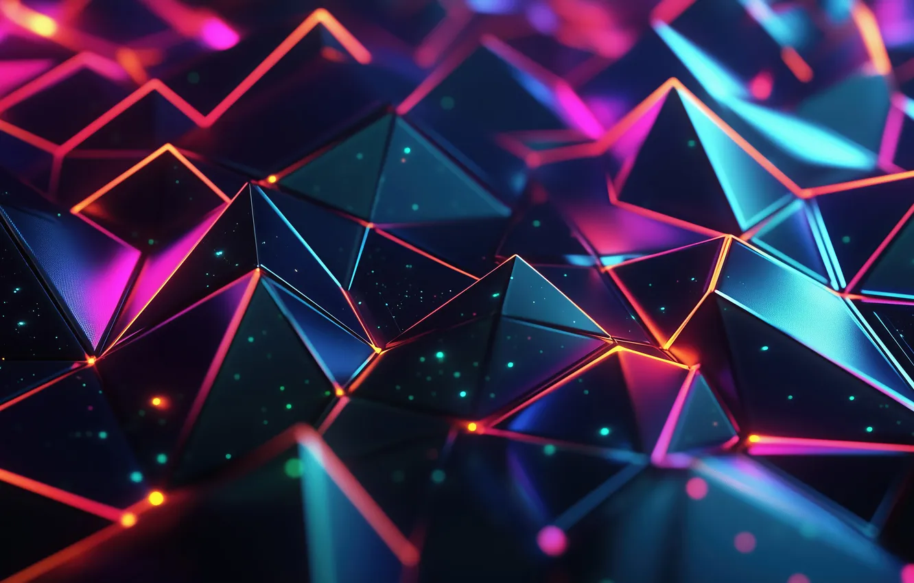 Photo wallpaper abstraction, abstract, the reflection, polygon, digital art, digital art, geometric shapes, polygon