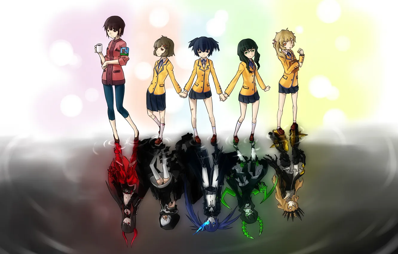 Photo wallpaper girl, anime, art, schoolgirl, black rock shooter, takanashi yomi, dead master, strength