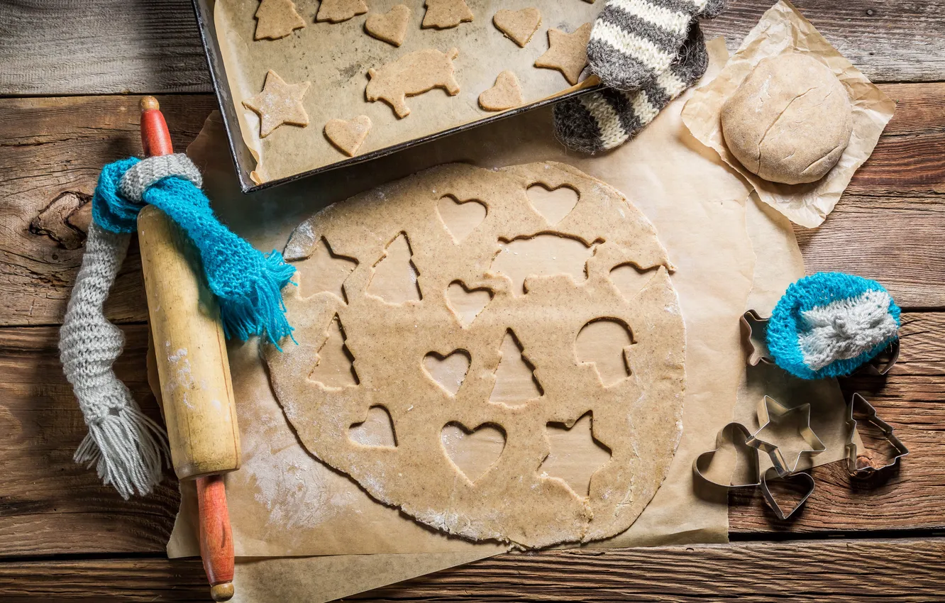 Photo wallpaper new year, cookies, Christmas, Christmas, cakes, sweet, Xmas, the dough
