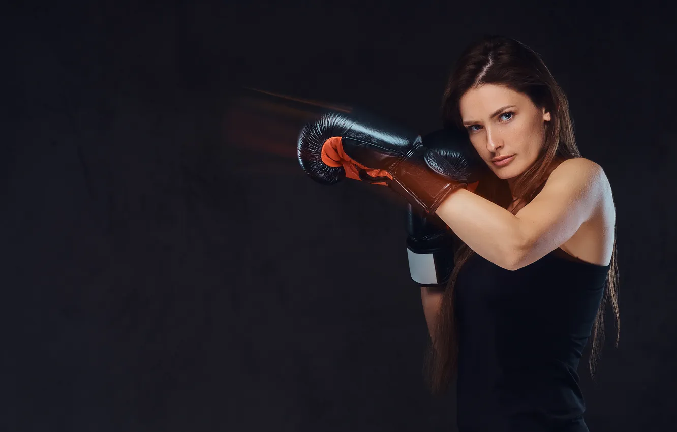 Photo wallpaper beautiful, brunette, boxing, Boxer, female, exercises