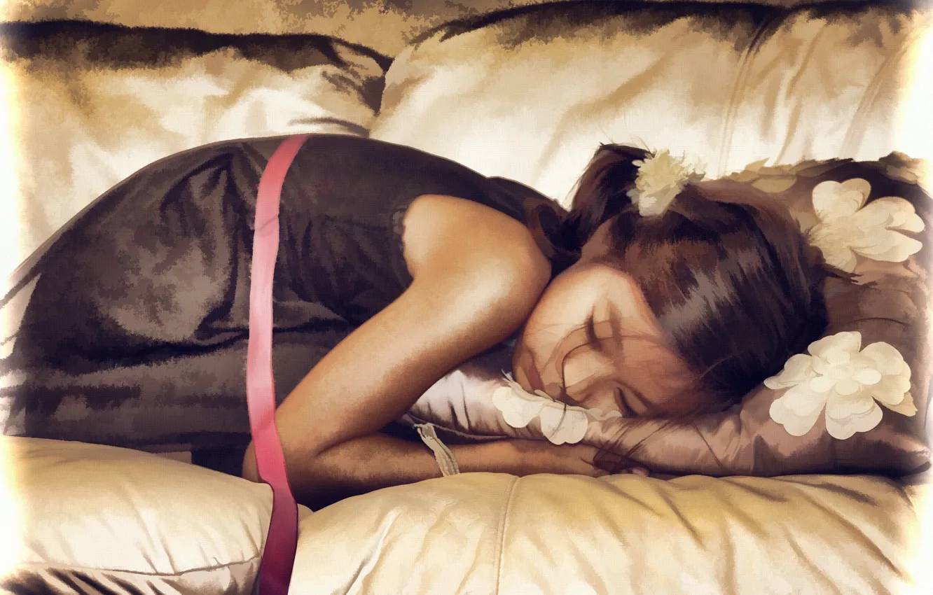Photo wallpaper sleep, girl, pillow
