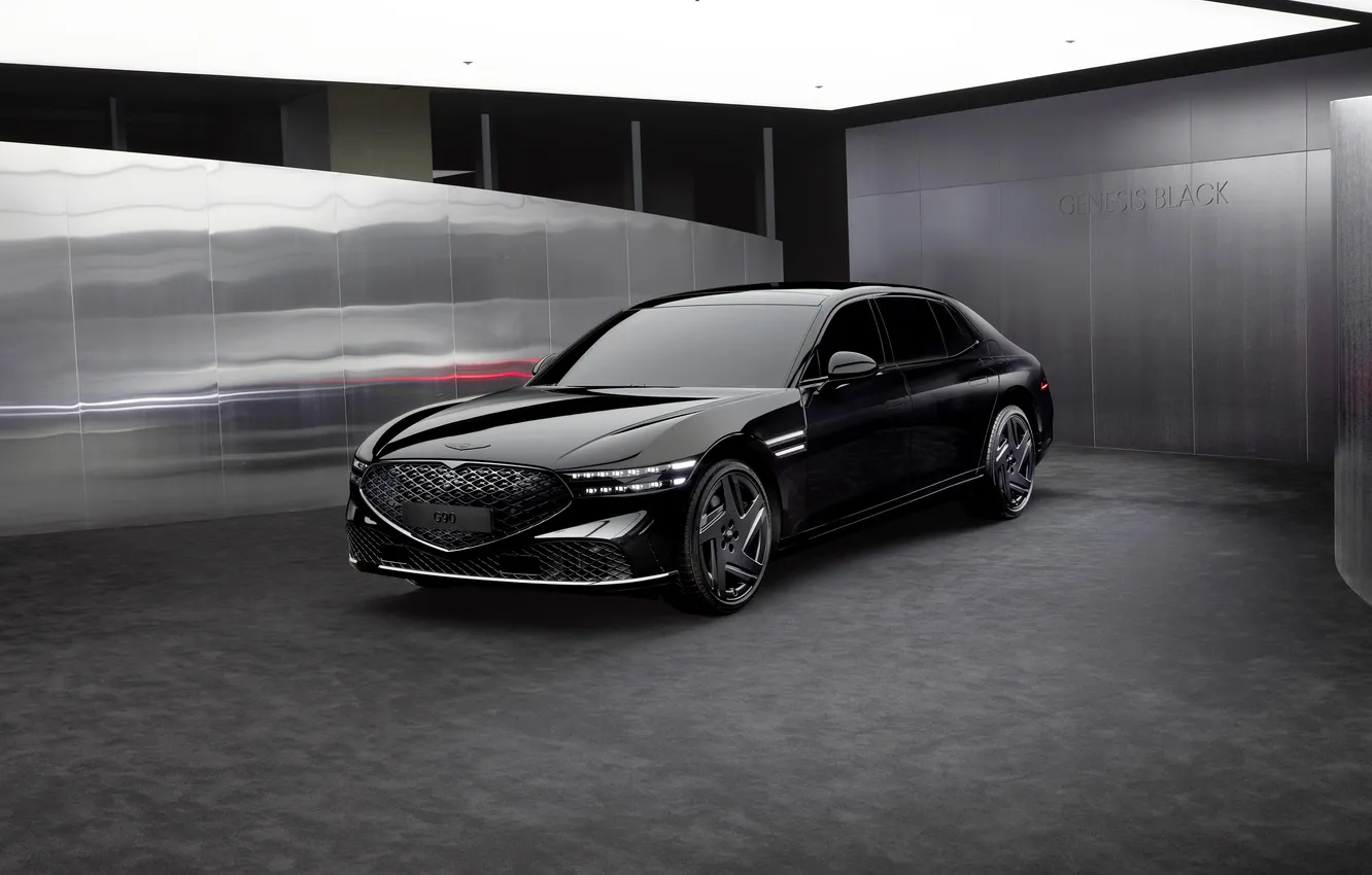 Photo wallpaper black, sedan, Black, Genesis, Genesis G90, 2024