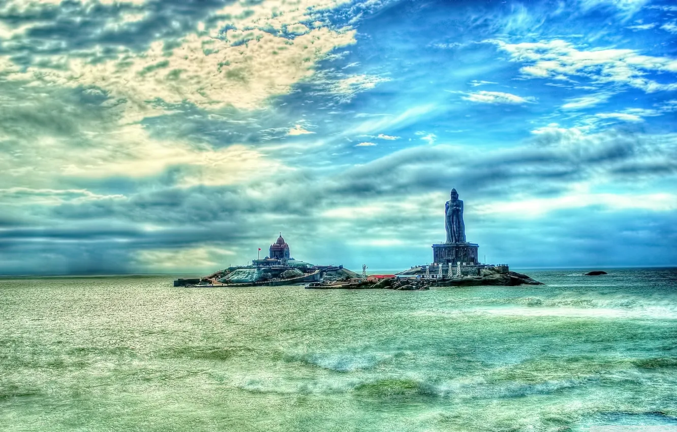 Photo wallpaper sea, God, statue, India