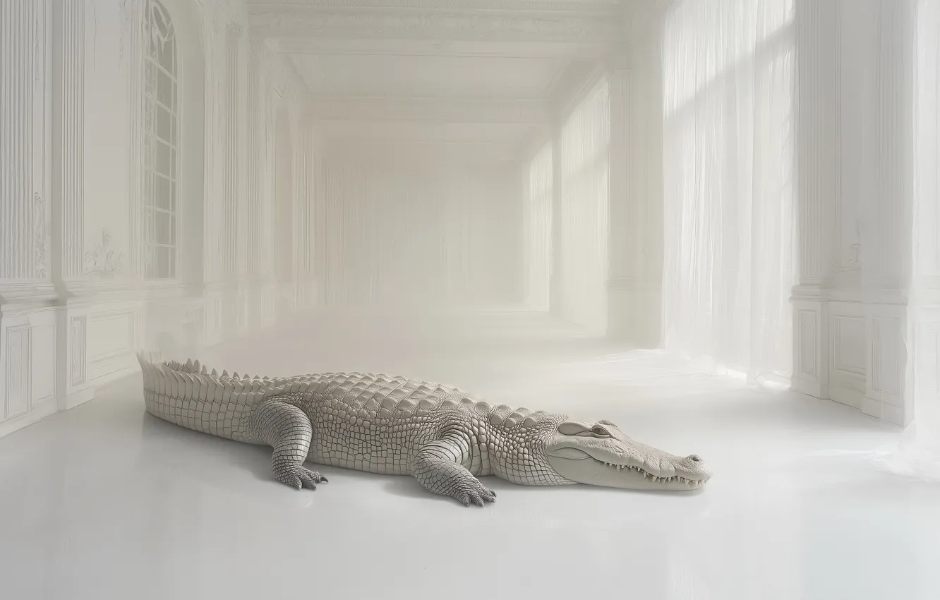 Photo wallpaper building, crocodile, art