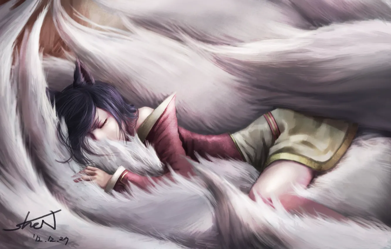 Photo wallpaper tail, League of Legends, Ahri