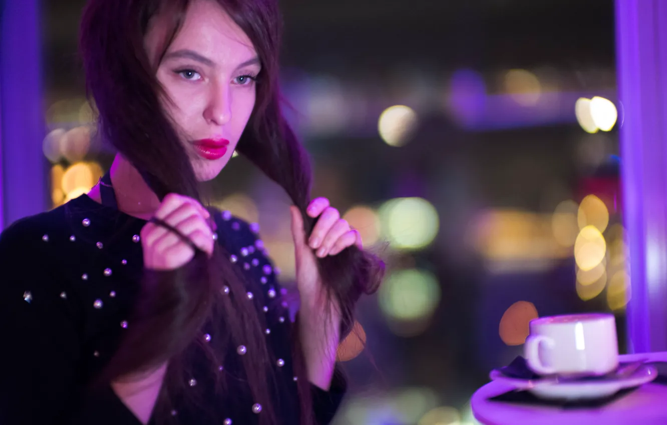 Photo wallpaper face, background, model, hair, lipstick, Maria