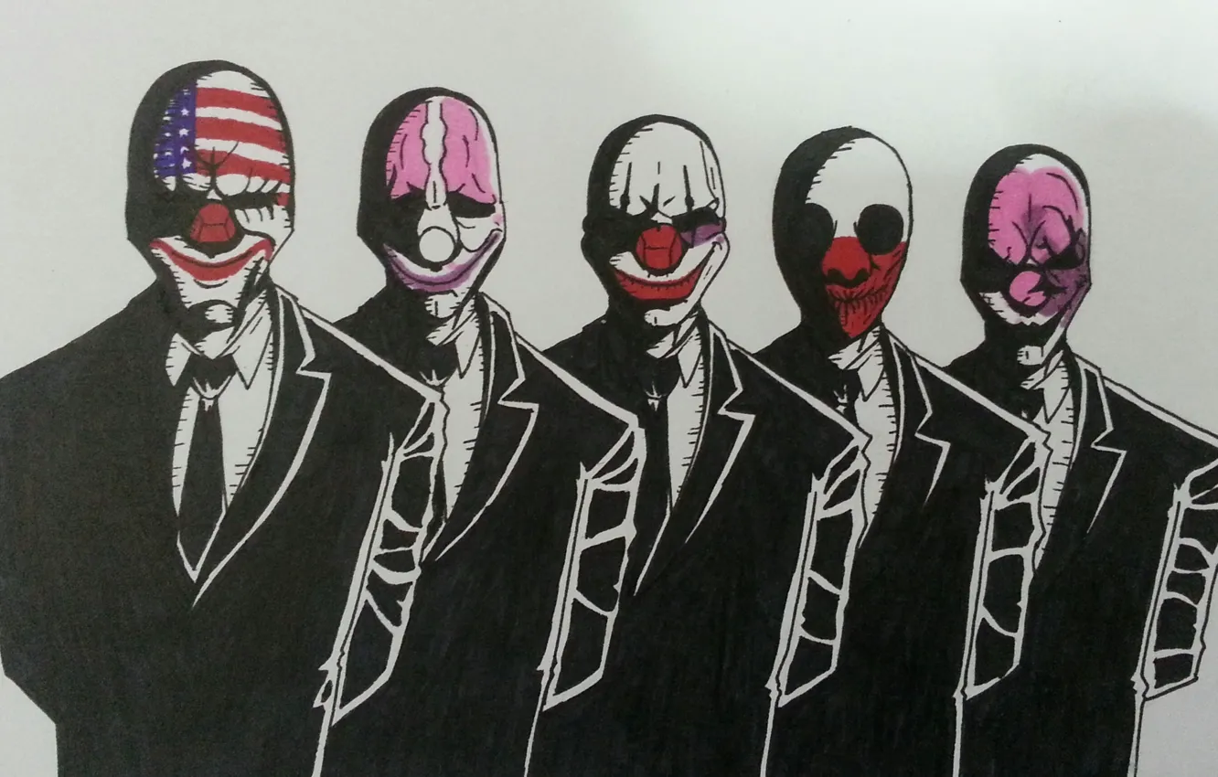 Photo wallpaper art, wolf, Dallas, chains, Overkill Software, Hoxton, Payday