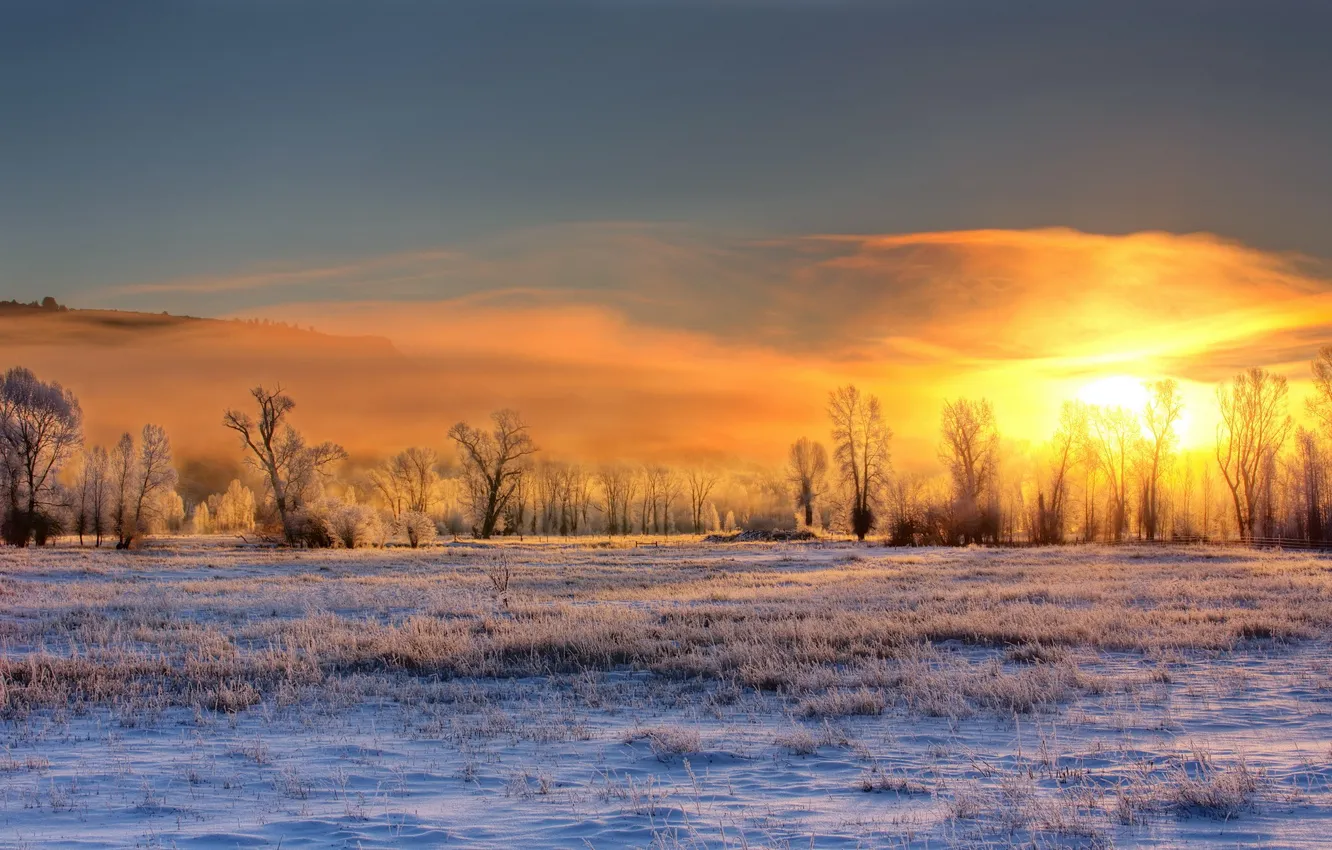 Photo wallpaper winter, sunrise, Conant Valley