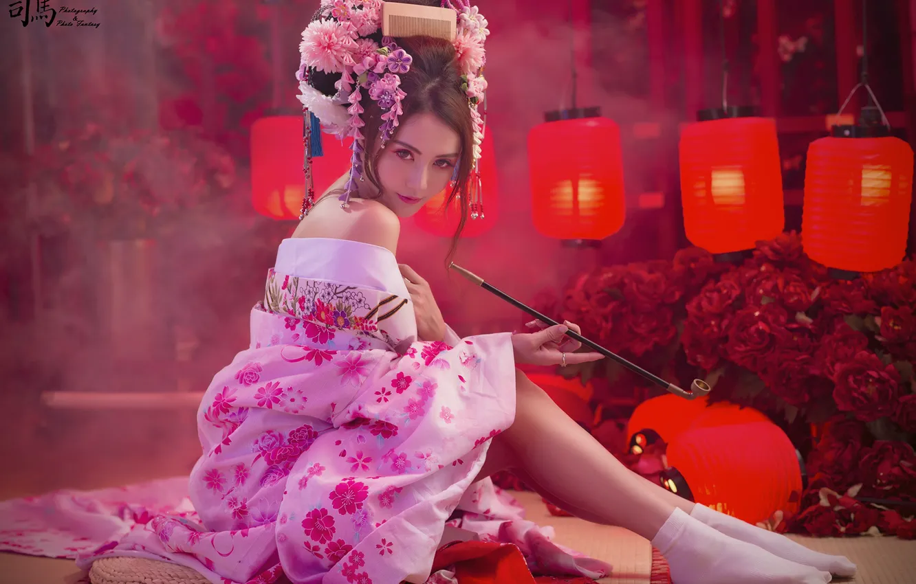 Photo wallpaper girl, hairstyle, outfit, Asian