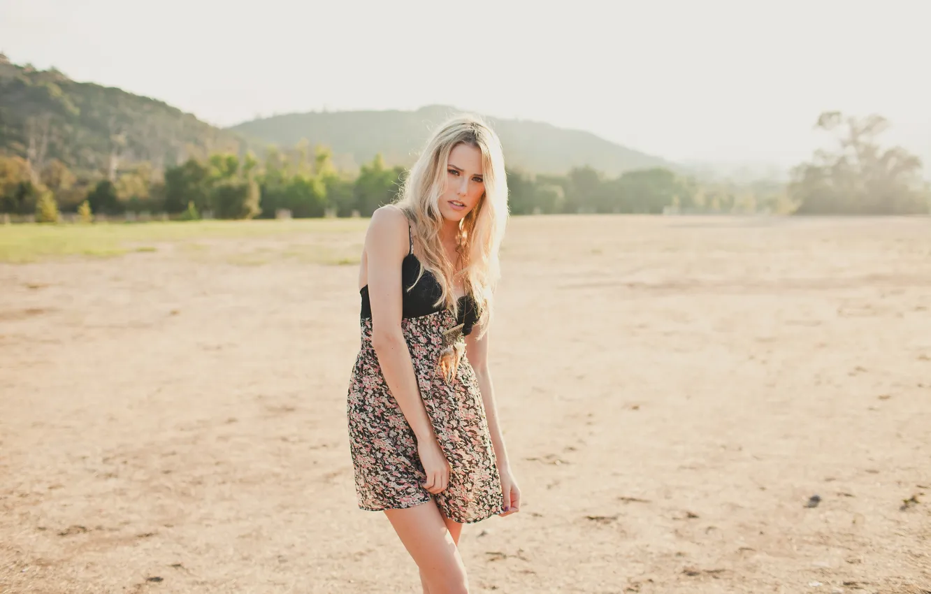 Photo wallpaper girl, dress, blonde