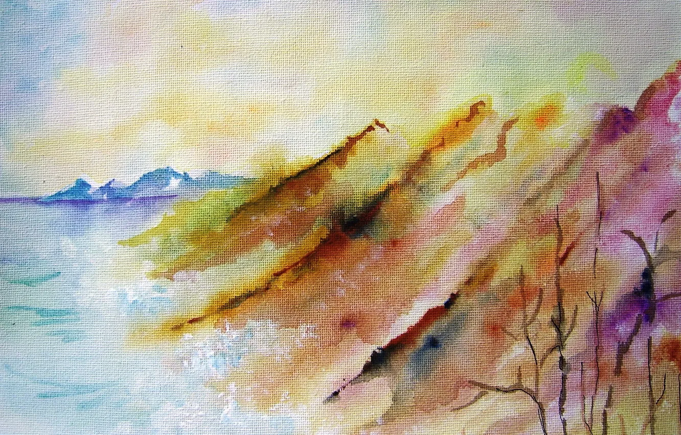 Photo wallpaper landscape, picture, watercolor