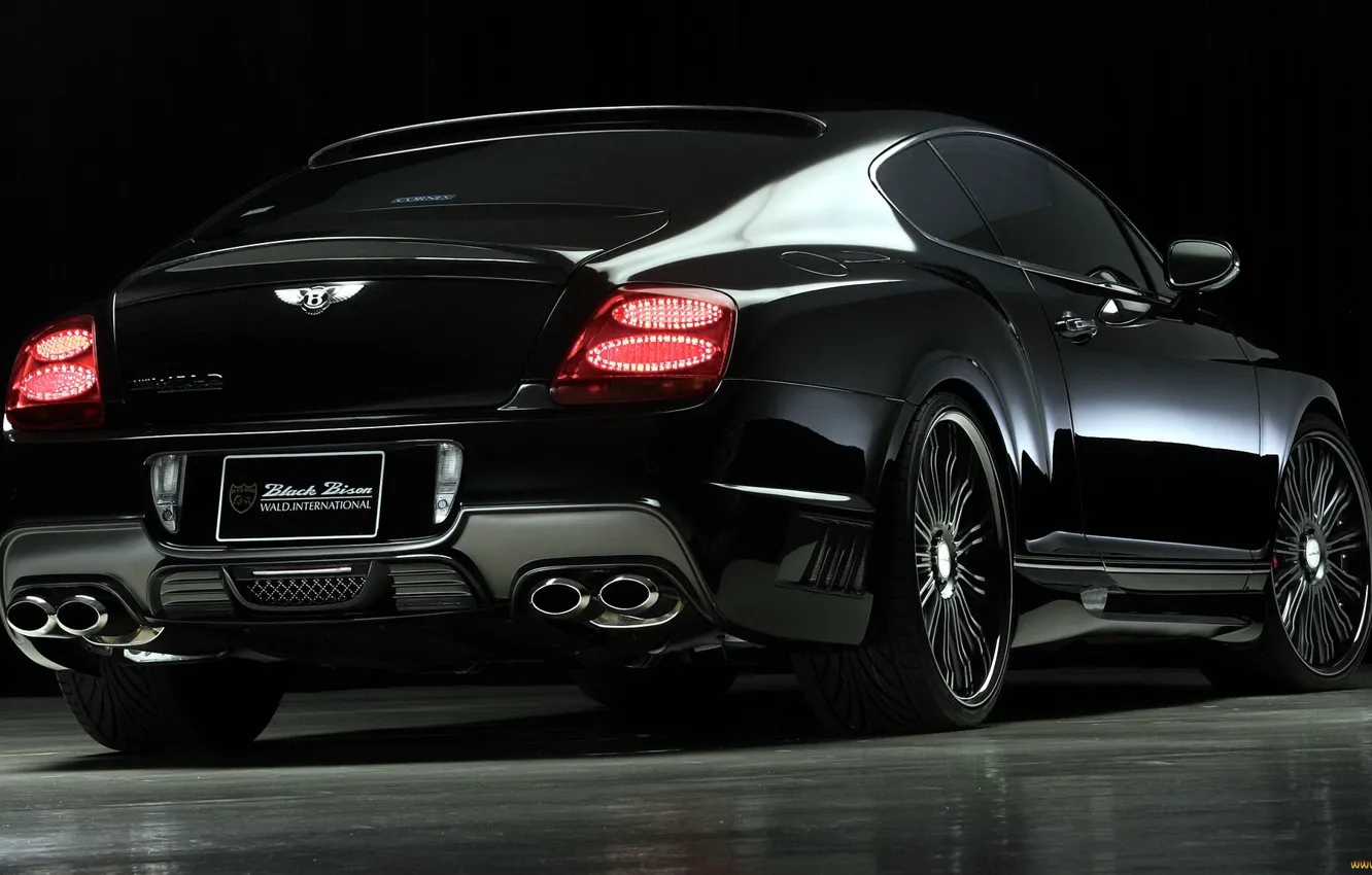 Photo wallpaper black, Bentley, Continental, Bentley, rear view, Black, continental