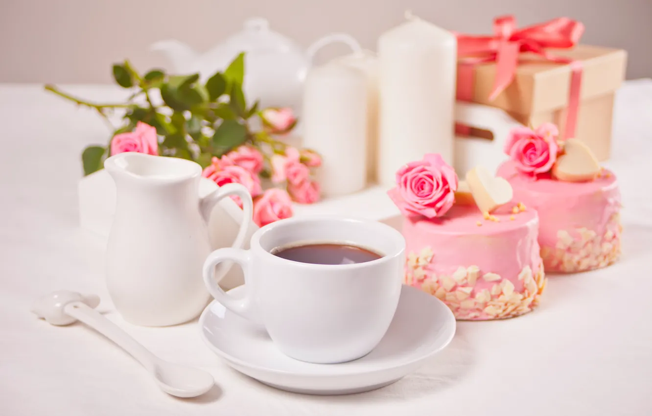 Photo wallpaper tea, Cup, cake, dessert, Zulfiska
