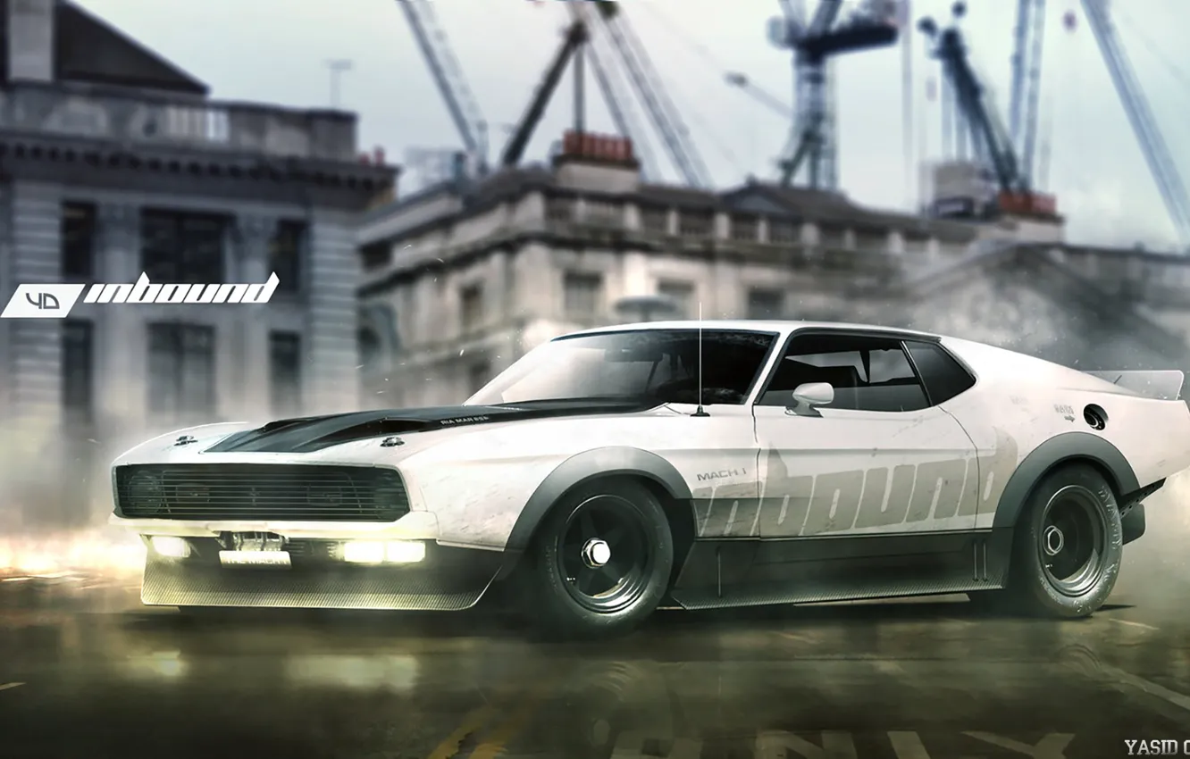Photo wallpaper Mustang, Ford, Auto, White, Machine, Ford Mustang, Art, Rendering