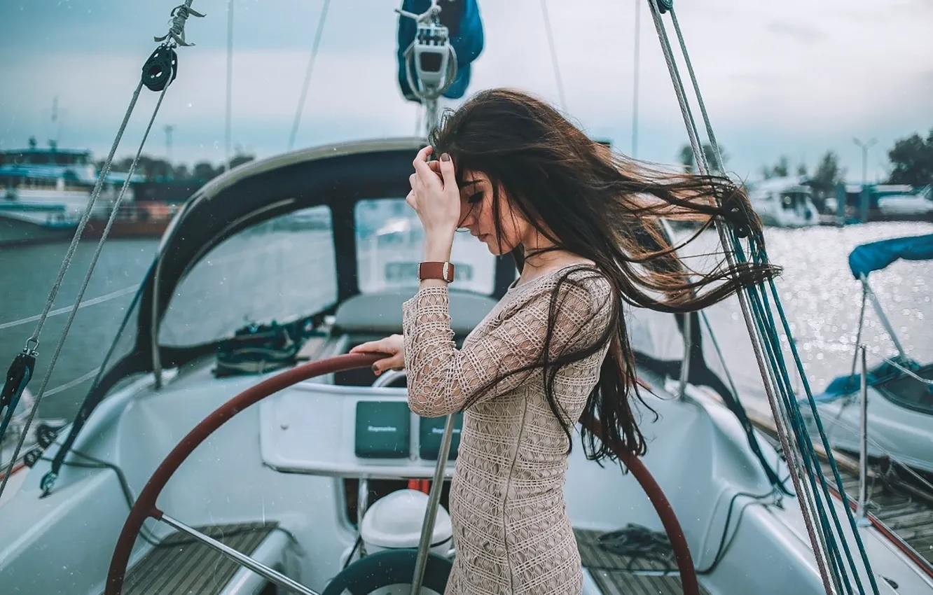 Photo wallpaper sea, style, mood, model, yacht, fashion, Louise