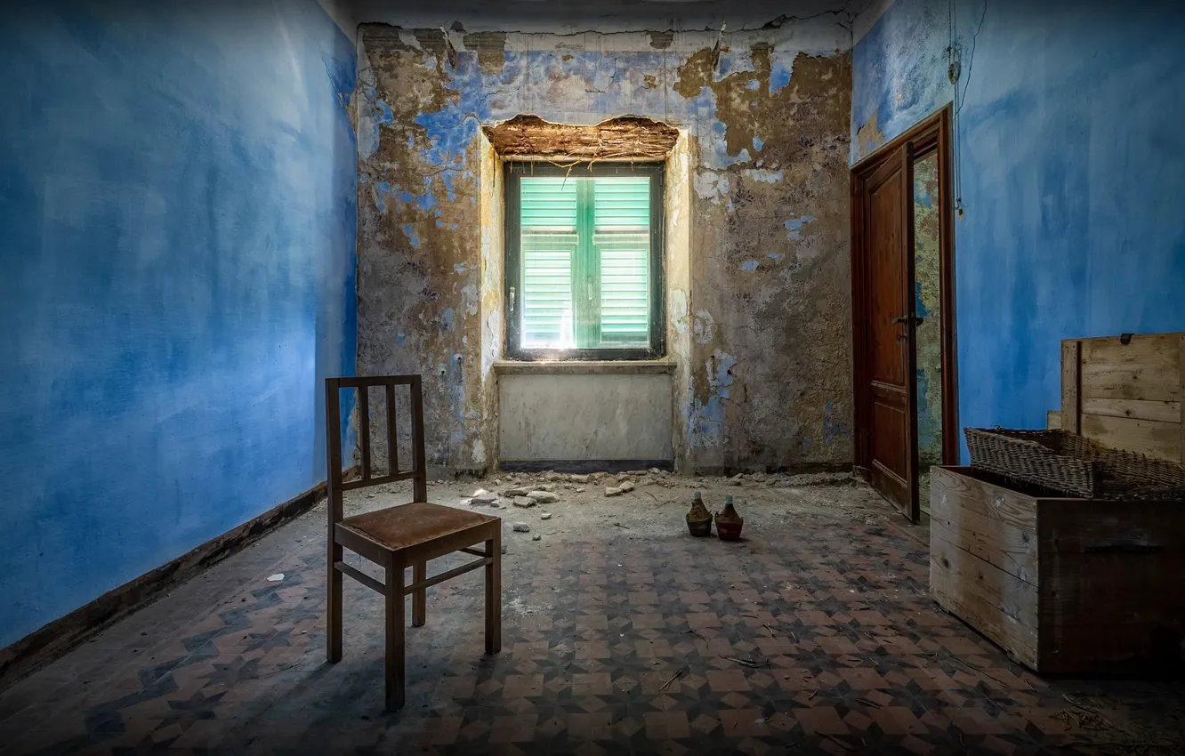 Photo wallpaper room, window, chair, naturalism