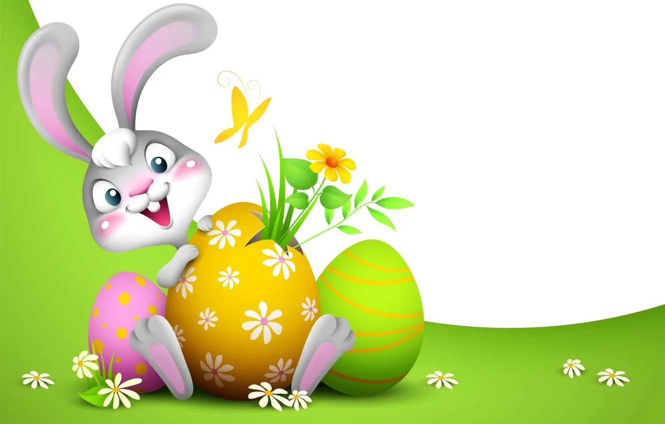 Photo wallpaper eggs, rabbit, Easter, Easter, Bunny, vector graphics