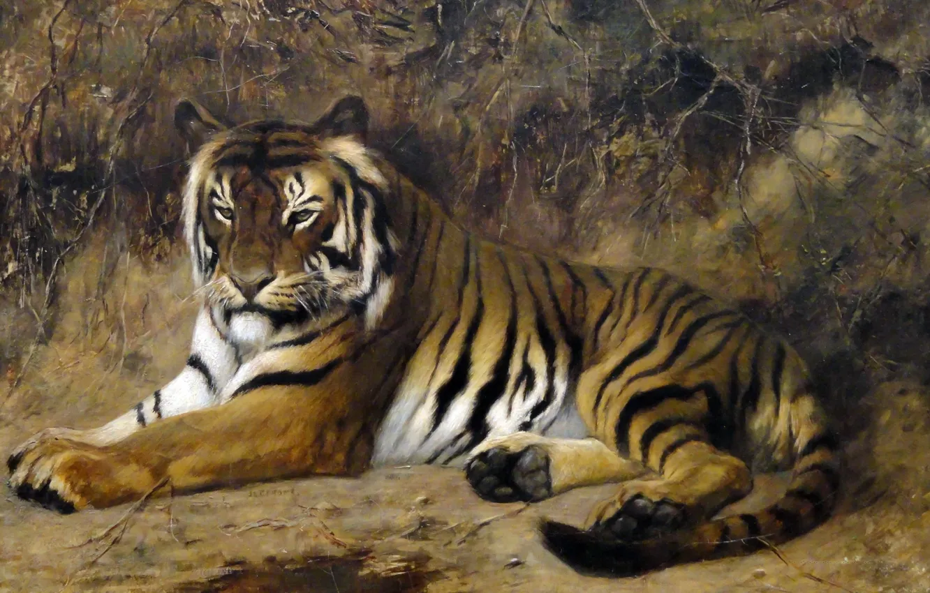 Photo wallpaper cat, tiger, animal, picture, Jean-Leon Gerome
