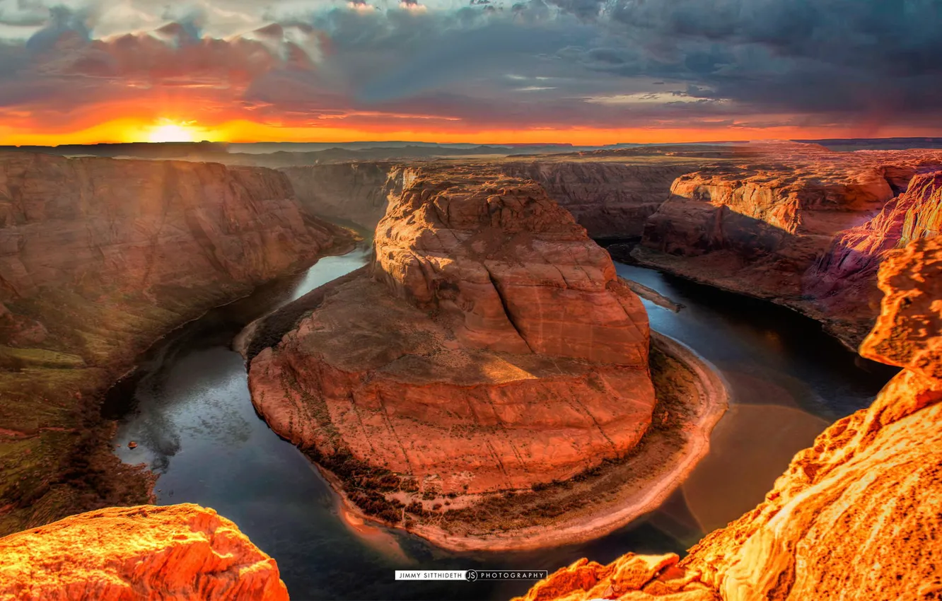 Photo wallpaper nature, river, canyon, Arizona, COLORADO RIVER, red dessert, Horse shoe bend